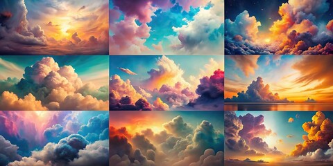 Wall Mural - A collection of abstract wall art and graphic resources featuring sky cloud pictures, sky, cloud, abstract