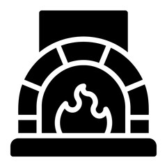 Canvas Print - wood fired oven glyph icon