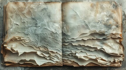 Wall Mural - Page with creased pages and faded textural patterns.