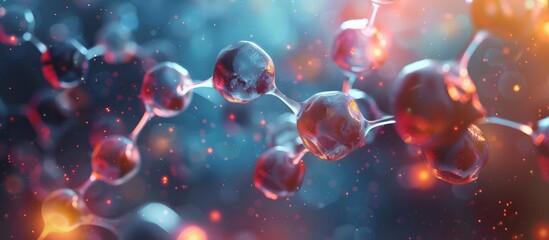 Wall Mural - abstract molecular structure with glowing particles in a futuristic scientific background