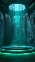 Wall Mural - Cool Future Stage with Green and Black Colors