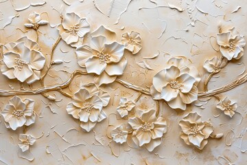 Poster - marble Texture Painting 3D Texture Painting sand beige tones Floral Abstract Painting Original Gold