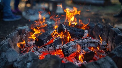 Canvas Print - As the flames dance and flicker, the flaming coals become a focal point of warmth and comfort, drawing people together in shared moments of camaraderie and storytelling.