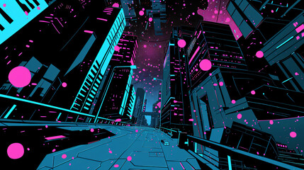 Sticker - Neon Cityscape.