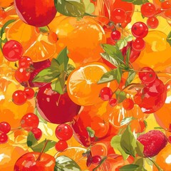 Poster - Texture of delicious and fresh fruits and berries