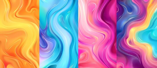 Set of abstract colorful liquid shapes background vector illustration. Modern art design for social media, poster and web banner template. 