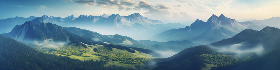 Wall Mural - a mountain range with a cloudy sky and a few trees