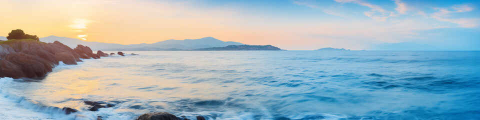 Wall Mural - a beautiful ocean view with a sunset in the background