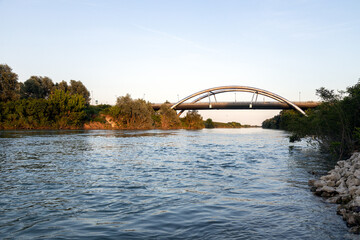 Bridge over the river Brenta in Corte, Piove di Sacco; Province of Padua, Veneto, Italy