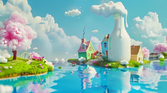 Fantasy island illustration poster background