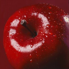 Close-up of the smooth, glossy texture of a red apple