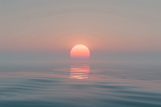 a stunning image of a minimalist sunset over the ocean, with the sun dipping below the horizon, crea
