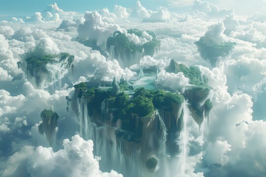 Floating Islands in a Dreamy Sky