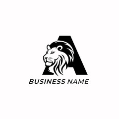 Sticker - design logo creative letter A and lion king