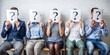 © Kanchana - group of diverse people holding paper with question marks
