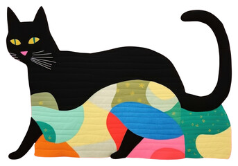 Poster - PNG  Simple abstract fabric textile illustration minimal of a cat pattern animal mammal