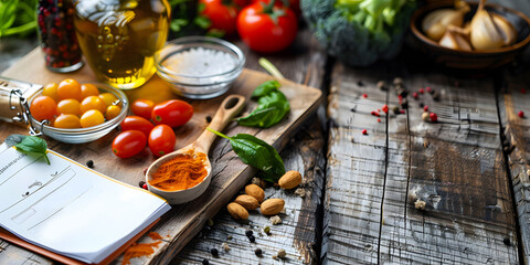 Fresh vegetables on a table prep for a healthy vegetarian meal, perhaps a salad with peppers and tomatoes