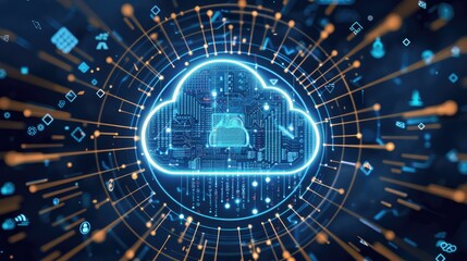 Wall Mural - cloud computing transfer big data on internet