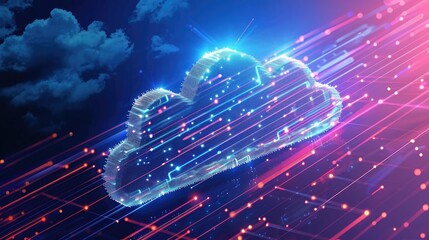 Wall Mural - cloud computing transfer big data on internet