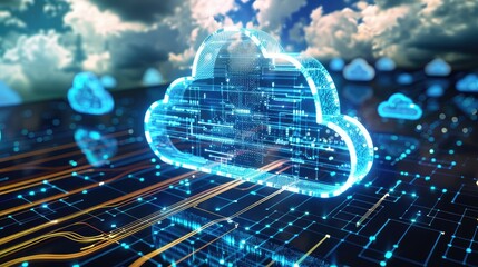 Wall Mural - cloud computing transfer big data on internet