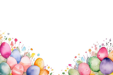 Wall Mural - PNG Easter eggs backgrounds watercolor painting white background