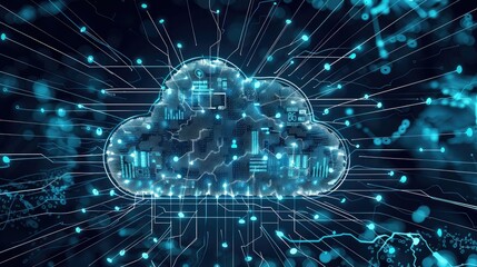 Wall Mural - cloud computing transfer big data on internet