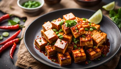 Wall Mural - spicy tofu with maizena flavour
