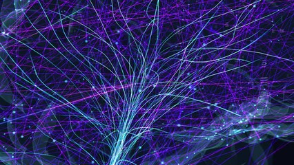 Poster - 3D VFX Concept of AI Neural Network Generated Within a Brain, Intricate Big Data Flow and Connectivity of Science, Technology and Human Creativity. Concept of Neuroscience, Neurodiversity and Success