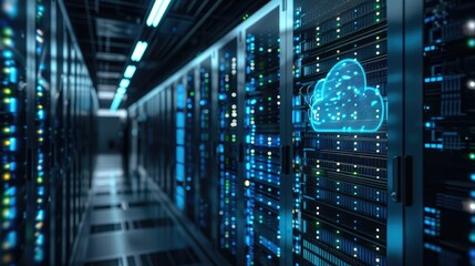 Wall Mural - cloud computing transfer big data on internet