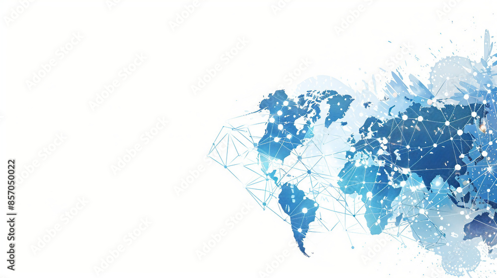 Explore Global Connection Network Background with World Map and ...