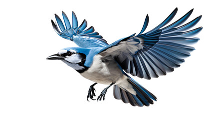 blue jay bird flying png. still of blue jay bird isolated. blue jay bird flying with wings spread pn