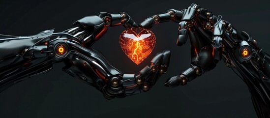 Sticker - Robotic Hands Holding a Glowing Heart