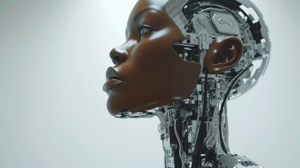 Futuristic AI: Elegant Female Android Portrait