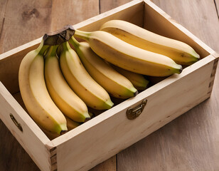 Wall Mural - bananas in a basket, bananas in a wooden box, bananas in a wooden bowl