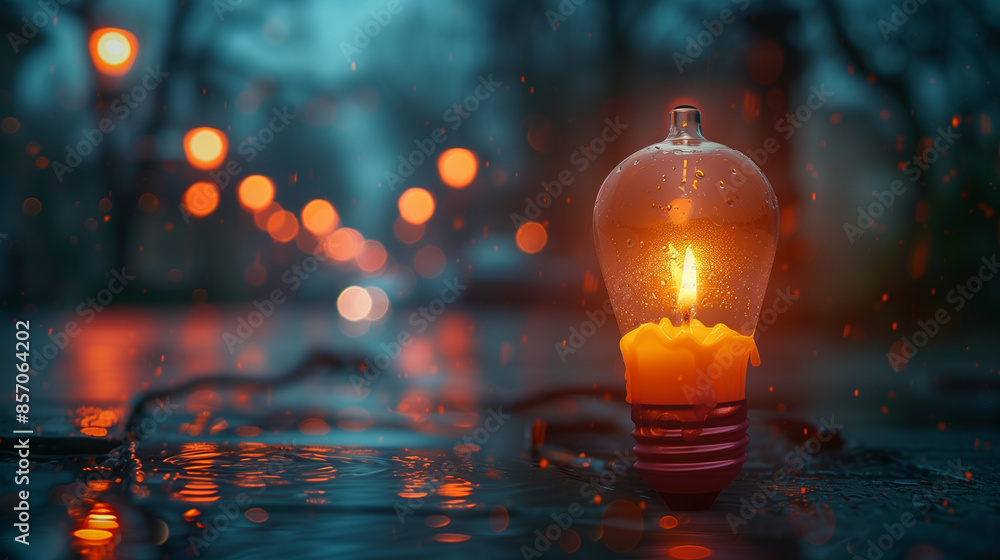 Extinguished Lights On a blurred background with street lights, an extinguished light bulb ...