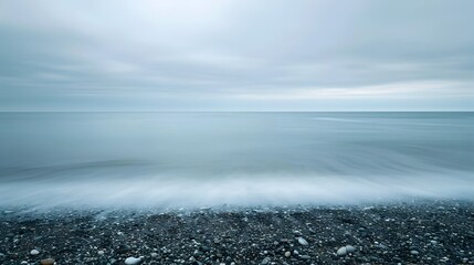 Wall Mural - Zen Seascape with Calm Waters and Minimalist Beach Landscape