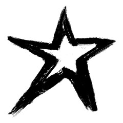 Sticker - Black star png brush stroke texture, transparent background