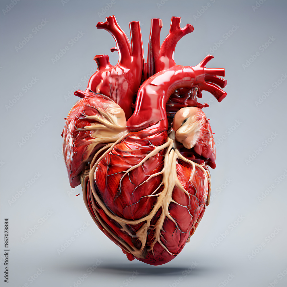 Human heart. Anatomically correct heart with venous system Stock ...