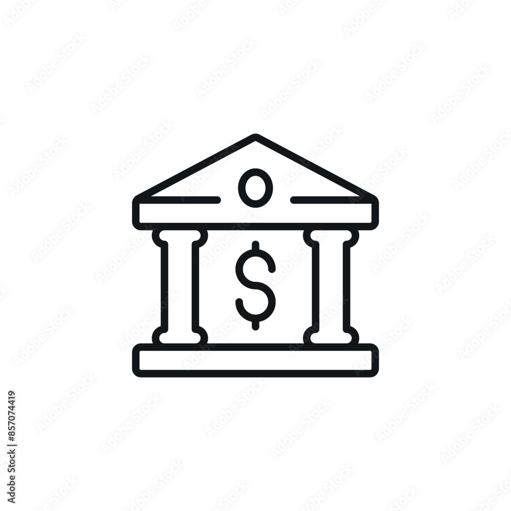 Bank building linear icon. Line customizable illustration. Contour ...