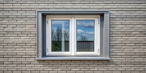 Wall Mural - Plastic window with gray double-glazed view from exterior house wall , plastic, window, house, gray, double-glazed, exterior