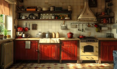Wall Mural - Cozy kitchen with an empty container
