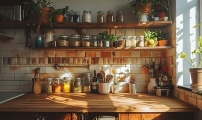 Wall Mural - Cozy kitchen with an empty spice rack