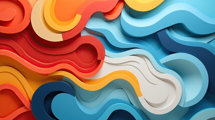Sticker - An abstract paper art illustration with colorful geometric shapes 