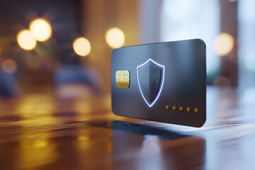 Canvas Print - Credit card with shield icon, security in financial transactions, payment security technology, verifying your identity via online