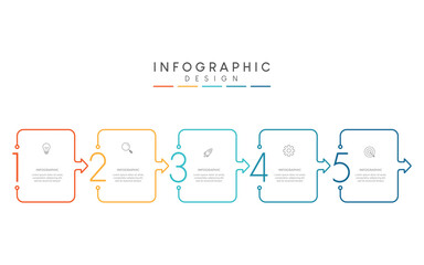 Wall Mural - business infographic template. thin line design with icons and 5 options or steps.