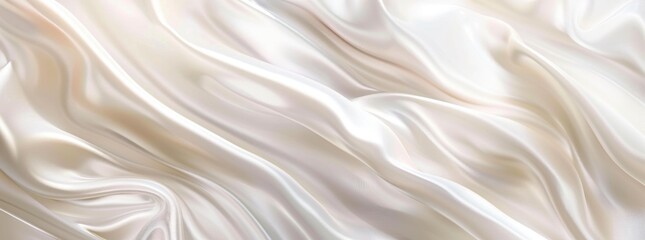 Wall Mural - Luxury white background with elegant wave of silk cloth.