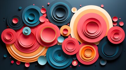 Sticker - An eye-catching paper art illustration of layered concentric circles - 