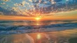 © Matcha_09 - Early morning beach with a spectacular sunrise and vibrant clouds, showcasing the start of a new day.