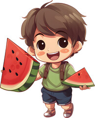 a boy and a watermelon