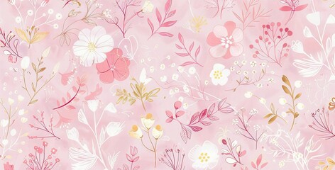 Poster - delicate florals, wildflowers, and romantic motifs, this seamless pattern